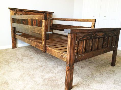 DIY Twin Bed Diy Full Size Bed Frame, Diy Twin Bed Frame, Diy Twin Bed, Diy Toddler Bed, Kid's Bed, Bed Frame Plans, Farmhouse Bed, Full Size Bed Frame, Diy Bed Frame