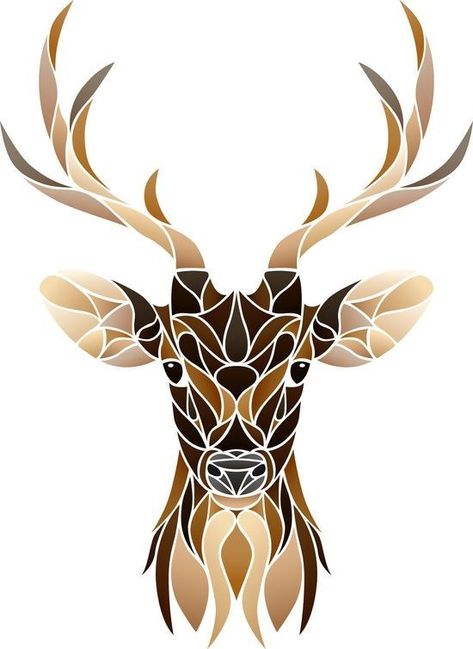 Deer Art Illustration, Geometric Deer Art, Lineless Art, Sewing Machine Drawing, Geometric Art Animal, Animal Paintings Acrylic, Custom Portrait Illustration, Polygon Art, Geometric Shapes Art