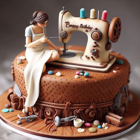 Bolo Musical, Sewing Machine Cake, Sewing Cake, Cool Cake Designs, Amazon Affiliate Marketing, Creative Cake Decorating, Creative Birthday Cakes, Cake Decorating Designs, Crazy Cakes