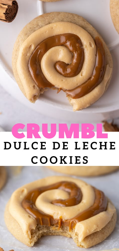 Crumbl Cookie Copycat Dulce De Leche, Homemade Crumble, Copycat Cookies, Crumbl Copycat, Specialty Cookies, Crumble Cookie Recipe, Crumble Cookie, Cinnamon Sugar Cookies, Cookie Base