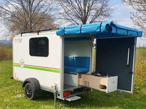 Mini Caravan Diy, Mini Camper Diy, Bike Camper, Tiny Camper Trailer, Mini Motorhome, Homemade Trailer, Mini Caravan, Camping Trailer Diy, Small Camper Trailers