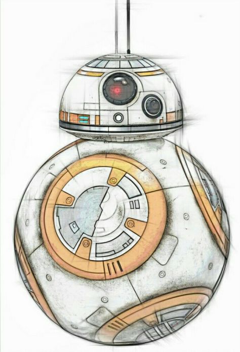 Bb8 Drawing, Star Wars Sketches, Drawing Stars, Star Wars Bb8, Drawing Room Interior Design, Star Wars Drawings, Star Wars The Force Awakens, Bb 8, The Force Awakens