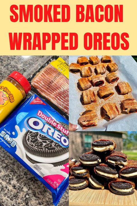 Pellet Grill Desserts, Traeger Dessert, Smoker Appetizer, Bacon Wrapped Oreos, Smoked Dessert, Oreo Recipe, Recipes Grill, Grilled Appetizers, Grill Dessert