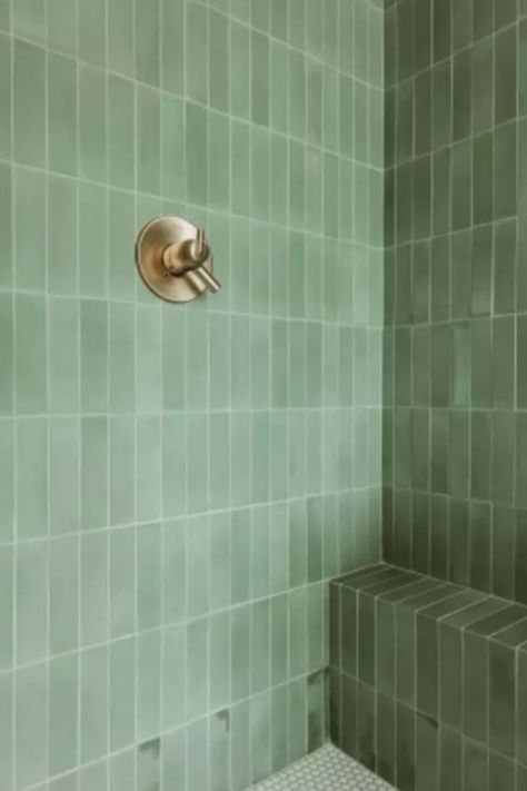 sage green bathroom tile Green Bathroom Tile, Light Green Bathrooms, Green Shower Tile, Sage Green Bathroom, Checkerboard Tile, Cement Leaves, Green Subway Tile, Green Tile Bathroom, Bathroom Tile Inspiration