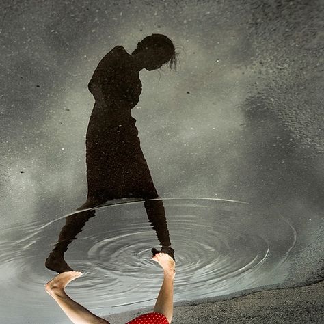 Reflected silhouette in water. Digital photography. Uncredited Water Inspiration, Shoots Ideas, Photoshop Ideas, Shadow Photography, White Photos, Dancing In The Rain, Set Free, Pics Art, Beautiful Photography