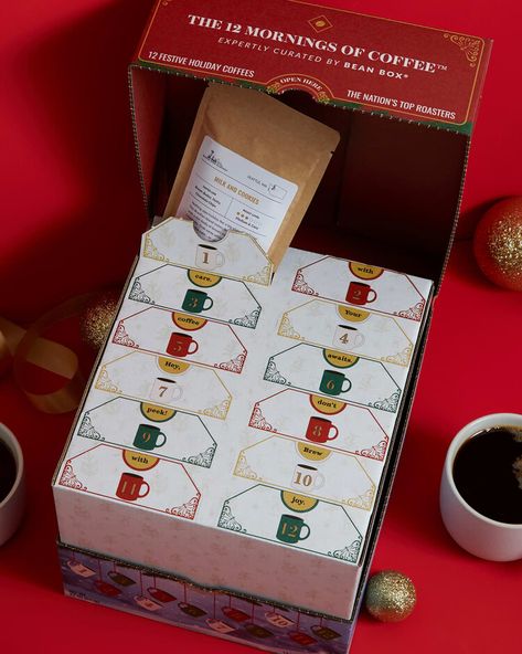 This Top-Rated Coffee Advent Calendar Is Back and Is Guaranteed to Perk Up Your Holiday — Kitchn Food Advent Calendar, Coffee Advent Calendar, Food Posters, Coffee Box, Roasted Chestnuts, Holiday List, Spiced Coffee, Paper Ideas, Holiday Coffee