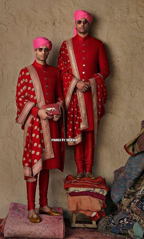 Red Sherwani Indian Groom, Sabyasachi Men, Sabyasachi Groom, Red Sherwani, Men Sherwani, Indian Wedding Clothes For Men, Wedding Dressing, Sabyasachi Mukherjee, Wardrobe Planner