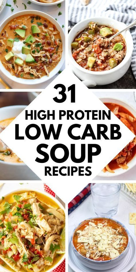 Easy Soup Recipes Low Carb, High Protein Soups Healthy, High Protein Soups Low Carb, High Protein Low Carb Soup, High Protein Meal Plans, High Protein Soup, Low Carb Soups, Protein Soup, Low Fat Soups