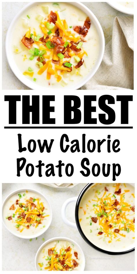 Low Point Creamy Potato Cheese Soup, Ww Potato Soup Crock Pot, Low Calorie Baked Potato Soup, Low Cal Baked Potato Soup, Clean Eating Potato Soup, Best Low Calorie Soup Recipes, Bariatric Potato Soup, Potato Soup Healthy Easy, Noom Recipes Soups