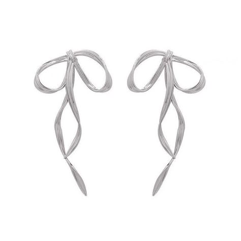 Silver Bow Jewelry, Bow Earrings Silver, Silver Bow Earrings, Bow Earring, Ribbon Earrings, Bow Jewelry, Silver Bow, Jewelry Lookbook, Bow Earrings