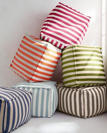 Trimaran Stripe Indoor-Outdoor Various Colors Pouf by Dash and Albert Outdoor Pouf, Floor Pouf, Dash And Albert, Outdoor Floor Cushions, Tropical Colors, Garnet Hill, Kids Bedding, Outdoor Areas, Kids' Room