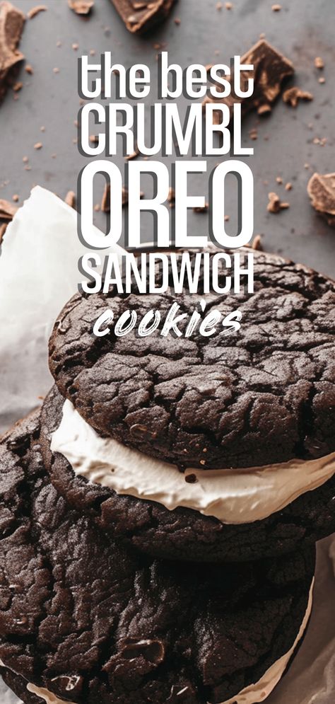 Crumbl Oreo Sandwich Cookies [45 Minutes] – Chasety Crumbl Oreo Mallow Sandwich, Oreo Sandwich Cookies, Oreo Cookie Sandwich, Oreo Sandwich, Cookies Sandwich, Homemade Oreo Cookies, Crumble Cookie Recipe, Homemade Oreos, Oreo Cookie Recipes