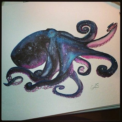 Octopus Space Octopus, Galaxy Octopus, Octopus Tattoo Sleeve, Jagua Henna, Octopus Drawing, Octopus Tattoo Design, Octopus Tattoos, Kunst Tattoos, Tattoos Mandala