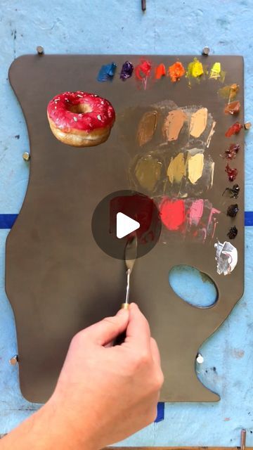 Ken Goshen on Instagram: "Color mixing tutorial for a donut! 🍩 I love painting pastry mostly because their colors are so fun to mix. 😋" Donut Painting, 2024 Color, April 20, Love Painting, Donuts, Art Projects, Pastry, Color Mixing, I Love