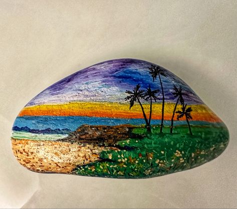 Sunrise Coloring Rocks, Stone Art Painting, Stone Art, Rock Painting, Stone Painting, Painted Rocks, Art Painting, Stone, Color