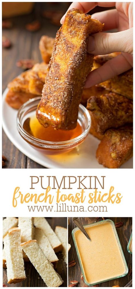 These Pumpkin French Toast Sticks are so quick and easy to make! Each bite is filled with cinnamon, sugar, & just the right amount of pumpkin! #pumpkin #frenchtoast #pumpkinrecipes #breakfast #fallrecipes French Toast Sticks Recipe, Delicious French Toast, Pumpkin French Toast, French Toast Sticks, Fall Brunch, Easy Brunch, Cooking For Two, Okra, Cinnamon Sugar