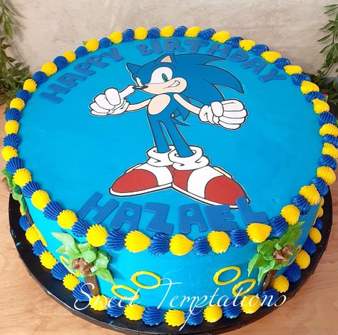 Sonic The Hedgehog Birthday Cake Ideas, Sonic Cookie Cake, Sonic Buttercream Cake, Sonic Sheet Cake, Simple Sonic Cake, Super Sonic Cake, Sonic Cakes, Super Sonic The Hedgehog, Dhoti Function