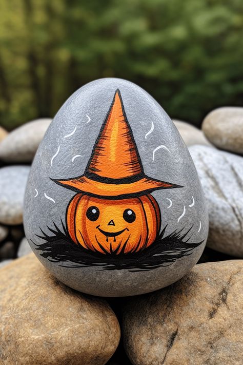 Halloween Skull Painting Ideas, Rock Painting Pumpkins, Painted Rocks Halloween Ideas, Painting Stones Ideas, Fall Rocks Painted Ideas, Autumn Rock Painting Ideas, Cool Rock Painting Ideas Funny, Painted Rocks Halloween, Halloween Painted Rocks Ideas Easy