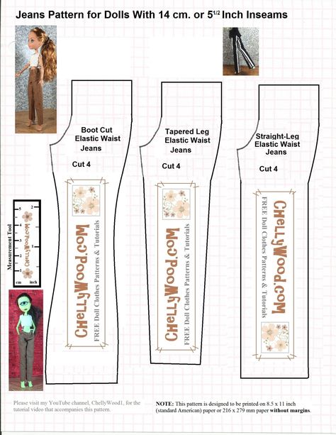 FREE pattern for #MonsterHigh or #EverAfterHigh pants or jeans @ ChellyWood.com #dolls – Free Doll Clothes Patterns Diy Doll Clothes, Free Doll Clothes Patterns, Monster High Doll Clothes, Free Barbie, Monster High Clothes, High Clothes, Barbie Sewing Patterns, Doll Clothes Patterns Free, Diy Clothes Videos