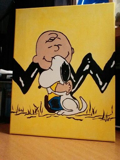 Charlie Brown and Snoopy ! Charlie Brown Painting, Charlie Brown Canvas Painting, Snoopy Art Painting, Peanuts Painting, Charlie Brown Halloween Painting, Snoopy Painting Ideas, Cute Snoopy Paintings, Snoopy Paintings On Canvas, Snoopy Halloween Paintings On Canvas