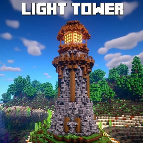 Medieval Lighthouse, What To Build In Minecraft, Minecraft Lighthouse, Things To Build In Minecraft, Minecraft Light, Build In Minecraft, Things To Build, Cool Things To Build, Lighthouse Design