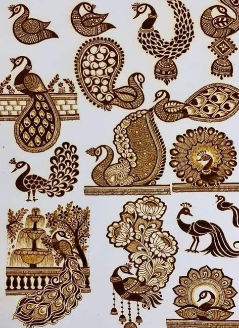 Pikok Mehndi Designs, Bridal Mehndi Designs For Beginners, Morepankh Mehndi Design, Easy Peacock Mehndi Designs, Simple Peacock Mehndi Designs, Bridal Mehndi Designs Practice, Pecoke Mehadi, Bird Mehendi Design, Mehndi Book Design