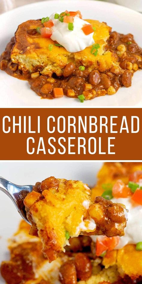 Chilli Dog Casserole, Crockpot Cornbread, Chili Cornbread Casserole, Chili Cheese Dog Casserole, Black Bean Casserole, Chili Cornbread, Chili Beans, Slow Cooker Chicken Chili, Honey Cornbread