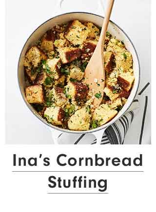 Ina Garten Cornbread Recipe, Ina Garden Stuffing, Ina Garten Thanksgiving Recipes Stuffing, Ina Garten Bread Pudding Stuffing, Cornbread Stuffing, Corn Bread Stuffing Recipes, Thanksgiving Stuffing Focaccia Food Network, Sausage And Herb Stuffing Ina Garten, Cornbread Dressing With Sausage