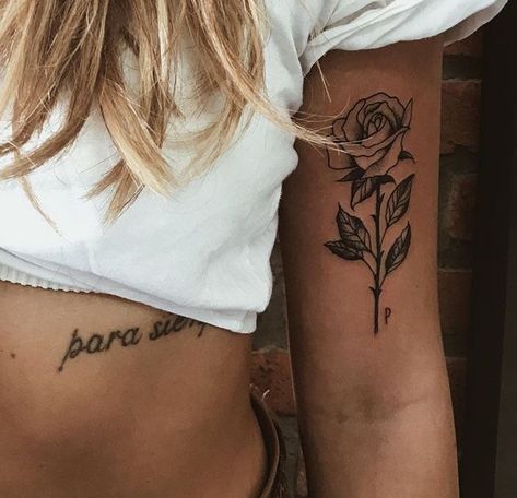 Rose Tattoo On Bicep, Delicate Rose Tattoo, Arm Tattoos For Women Upper, Tattoos To Honor Mom, Rose Tattoo Leg, A Rose Tattoo, Ephemeral Tattoo, Rose Tattoo On Arm, Meaningful Wrist Tattoos