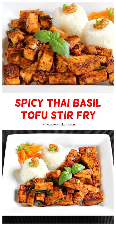 #tofu #vegantofurecipes #tofuhealthy #plantbased #proteinrich #vegetarianmeal #dinnerideas #dinnerrecipes #healthyrecipes #glutenfree #sidedishes #keto #whole30  #easytofurecipes #tofuscramble #honeychilli #paneer #paneerrecipes #asianfood #stirfry #lowcarb #dietfood #mealplan #weightlossfood #weekenddinner #weeknightmeal #extrafirmtofu Spicy Basil Tofu, Thai Basil Tofu, Spicy Tofu Bowl, Sweet And Spicy Tofu, Spicy Tofu Stir Fry, Vegan Indian Recipes, Asian Vegetables, Best Vegetarian Recipes, Paneer Recipes