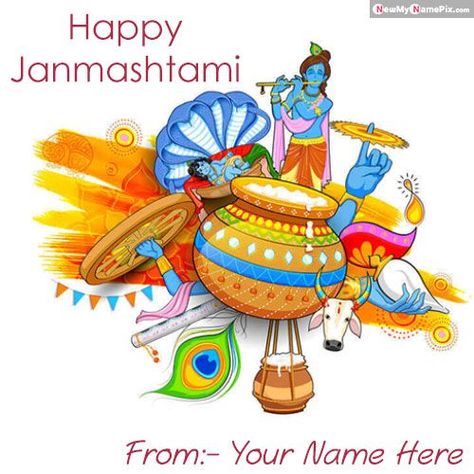 Write my name personal wishes happy janmashtami greeting message sending online, best wishes happy janmashtami pictures on your name writing, best whatsapp status send happy janmashtami photo editor option tools, special my name beautiful festival lord Krishna wallpapers download edit free. Janmashtami Pictures, Janmashtami Greetings, Happy Janmashtami Image, Janmashtami Images, Janmashtami Celebration, Janmashtami Wishes, Happy Janmashtami, Baby Krishna, Free Hand Rangoli Design