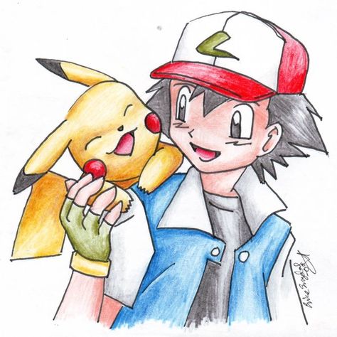 Ash and Pikachu Pokemon Ash And Pikachu, Pikachu And Ash, Ash Drawing, Wallpaper Pikachu, Pichu Pokemon, Eevee Wallpaper, Ash And Pikachu, Pikachu Drawing, Pokemon Sketch