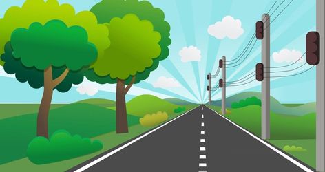 Road with nature landscape in perspective.Country road with lamppost , hills and sky shining backgroud vector. Road Art, Art Clip, Car Cartoon, Nature Landscape, Country Road, Lamp Post, Vector Art, Vector Free, This Is Us