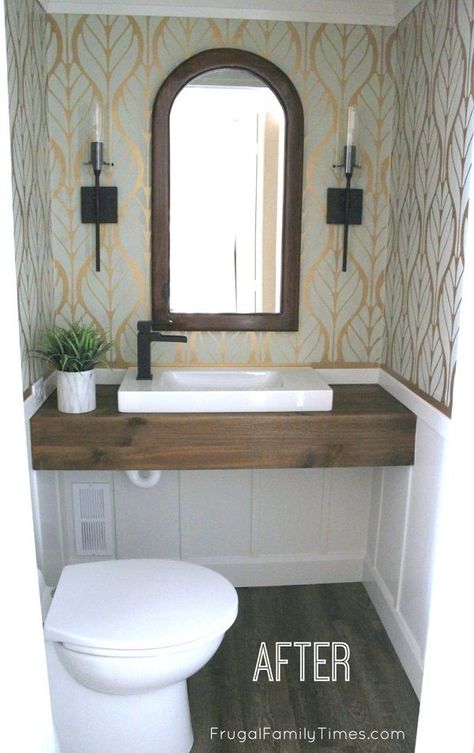 Floating Vanity DIY - Modern Bathroom Decor Diy Basement Bathroom, Floating Wood Vanity, Bathroom Sink Diy, Ikea Sinks, Add A Bathroom, Diy Bathroom Vanity, Diy Basement, Powder Room Design, Floating Bathroom Vanity