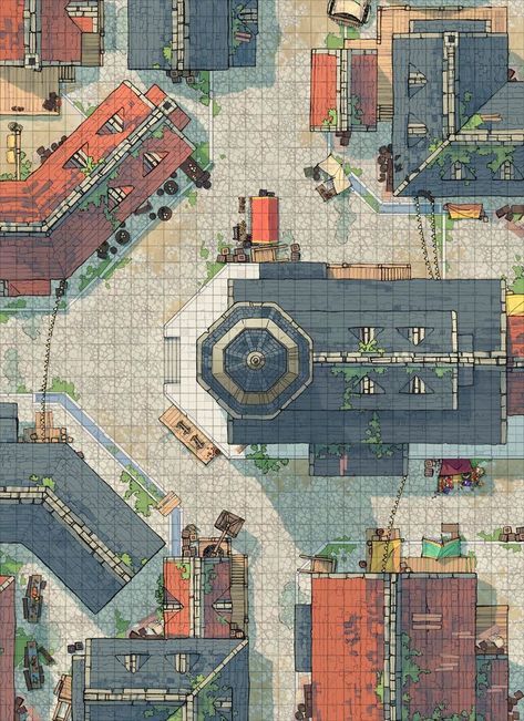 The 32x44 Medieval City Center Battle Map Town Square Battle Map Dnd, City Map Dnd 5e, Library Map Dnd 5e, Dnd Street Battle Map, City Street Battle Map Dnd, Dnd Town Battle Map, City Square Battlemap, Port Town Map Dnd, Town Square Battlemap