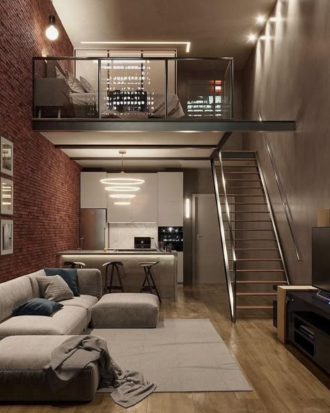 Loft Houses, Small Loft Apartments, Loft House Design, Loft Apartments, Loft Interior Design, Tiny House Interior Design, Tiny House Loft, Loft Interiors, Apartment Layout