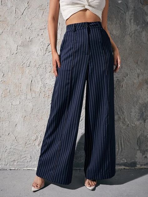 Striped Wide Leg Pants for Sale Australia| New Collection Online| SHEIN Australia Women Suit Pants, Striped Wide Leg Trousers, Cotton Linen Trousers, Striped Wide Leg Pants, Cotton Trousers, Gap Pants, Suit Pants, Striped Tie, Shein Style