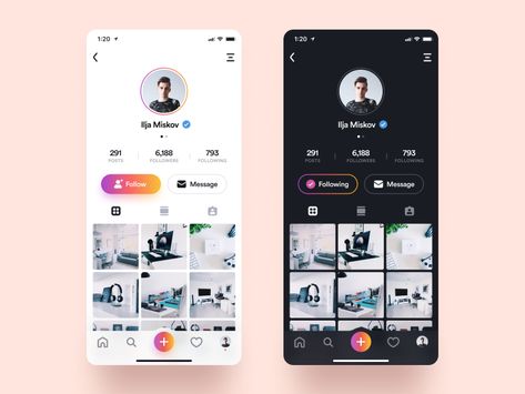 Instagram Profile by Ilja Miskov | Dribbble | Dribbble Instagram Profile Design, Profile Picture Instagram, Shoe Store Design, App Design Layout, Real Estate Marketing Design, Graphic Design Business Card, Discord Emotes, Handmade Packaging, Banking App