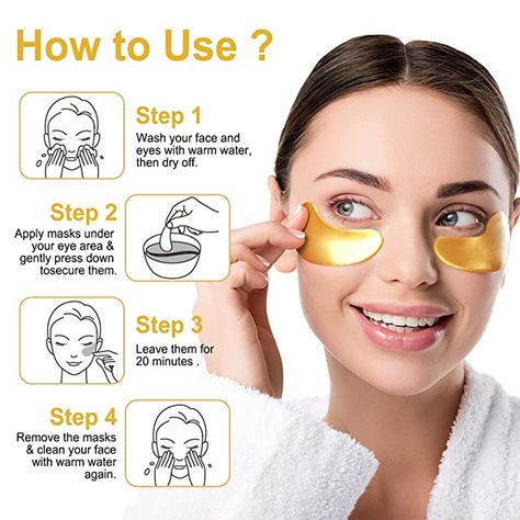 This Eye Mask set includes 30 pairs of 24K Gold Under Eye Patches. These skincare products target dark circles, puffiness, wrinkles, and fine lines. Suitable for both men and women, they help reduce eye bags and come with bonus hair clips. Disclaimer/Disclosure: As an Amazon affiliate, I earn from qualifying purchases. Lip And Under Eye Mask, Under Eye Masks, Reduce Eye Bags, Under Eye Patches, Under Eye Mask, Image Instagram, Dark Circles Under Eyes, Beauty Natural Products, Eye Patches