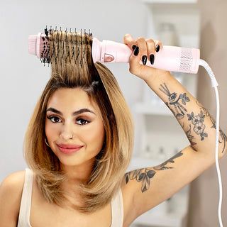 Good hair days don’t have to be hard! Check out @kellyrosesarno ‘s routine for some amazing hair hacks! 🩷🩷🩷 #greyhair #shorthair #purpleshampoo #hairstyle #hairtutorial Hair Brush Blow Dryer, Blow Brush, Air Curler, Hair Dryer Styler, Rotating Curling Iron, Blow Dry Brush, Hair Quiz, Flat Iron Hair Styles, Round Brush