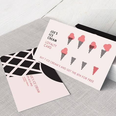 Ice Cream Business Card, Stamp Card Design, Letter Heads, Graphic Packaging, Loyalty Card Design, Buisness Cards, Member Card, Graphic Design Cards, Name Card Design