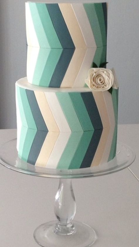 Chevron cake from Crummbcake in Singapore Chevron Cakes, Geometric Cake, Green Wedding Cake, Diy Wedding Cake, Modern Cakes, Modern Wedding Cake, Geometric Wedding, Unique Cakes, Just Cakes