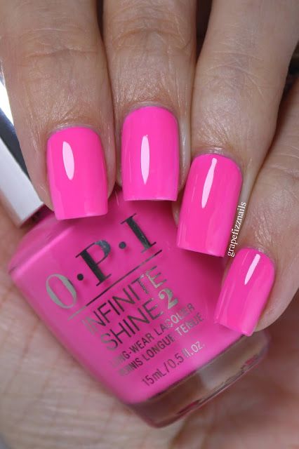 Opi Pink Polish, Opi Pink Gel, Opi Pink Nail Polish, Barbiecore Nails, Pink Nails Opi, Neon Pink Nail Polish, Hot Pink Nail Polish, Pink Toe Nails, Neon Pink Nails