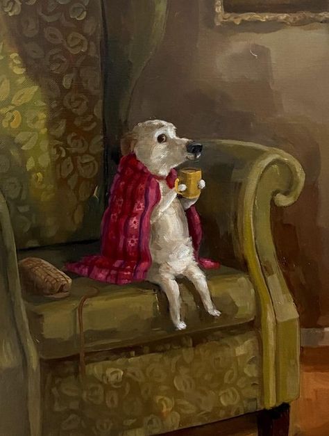 Dog Photography 'Tails With A Tale' Dog Photos And Art From Past Till Now | Alison Friend. British artist | Facebook Alison Friend Illustration, Alison Friend, Arte Peculiar, 강아지 그림, Dog Paintings, Cute Animal Drawings, Funky Art, Whimsical Art, 귀여운 동물