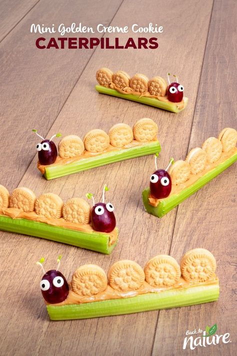 Fun Daycare Snacks, Fun Snacks For Preschoolers, Bug Shaped Snacks, Caterpillar Snack Preschool, Insect Snacks Preschool, Toddler Class Snack Ideas, Interactive Snacks For Kids, Insect Food Ideas For Kids, Animal Snacks For Kids To Make