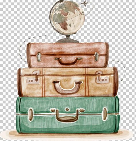 Suitcase Aesthetic, Travel Png, Mala Making, Travel Watercolor, Travel Clipart, Computer Icons, Travel Art Kit, Bag Illustration, Vintage Suitcases