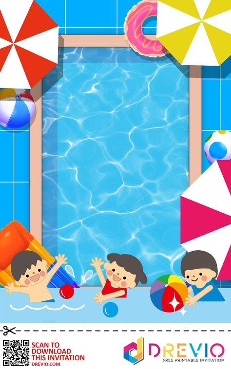 Pool Party Baby Shower Ideas, Pool Party Crafts, Pool Party Images, Kids Pool Party, Pool Party Invitation Template, Pool Party Supplies, Pool Party Kids, Pool Party Favors, Creative Backdrops