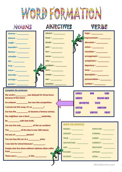 Word Formation - English ESL Worksheets for distance learning and physical classrooms