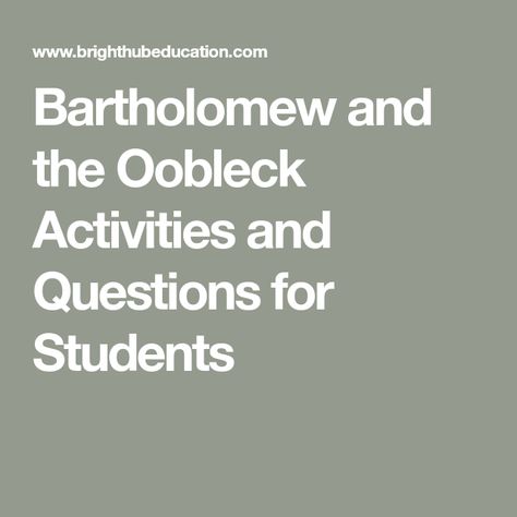 Oobleck Activities, Kindergarten Intervention, Bartholomew And The Oobleck, Questions For Students, Education Ideas, Comprehension Questions, Simple Words, I'm Sorry, Dr Seuss