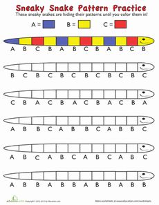 Snake pattern practice Snake Worksheet, Kindergarten Patterns, Maths Patterns, Patterns Worksheet, Patterns Math, Pattern Worksheets For Kindergarten, Patterning Kindergarten, Pattern Practice, Ide Jurnal